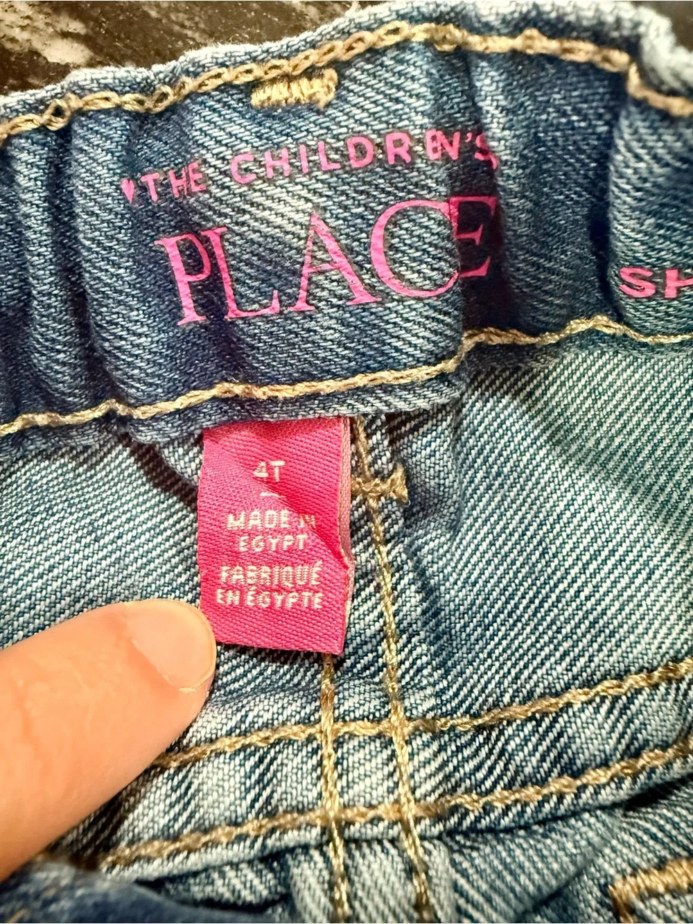 The Children's Place Girls' Blue Denim Shorts with Pink Logo